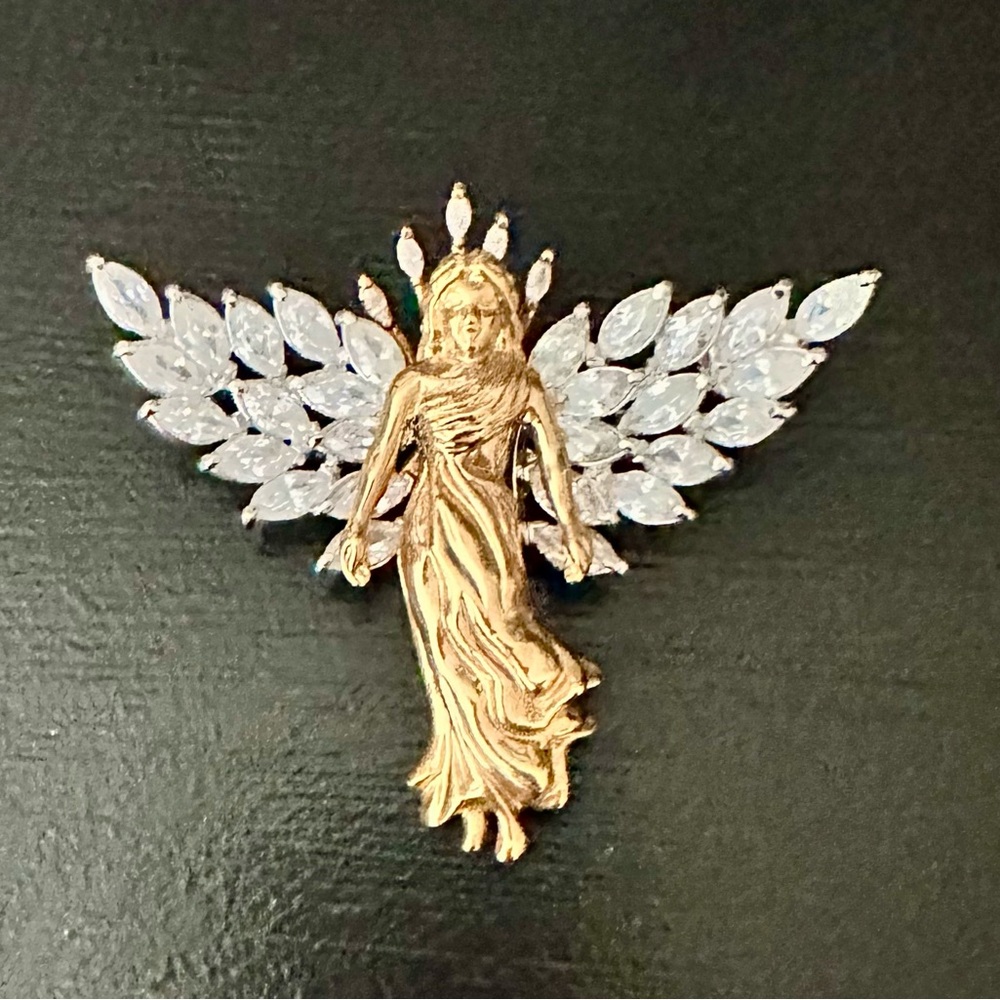 Nolan Miller Gold Angel Brooch with Silver Accents